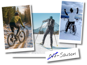 Sportarten im Winter - Graveln - ski-langlauf - Mountainbike-Fahren