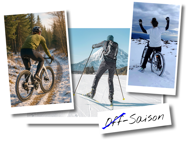 Sportarten im Winter - Graveln - ski-langlauf - Mountainbike-Fahren